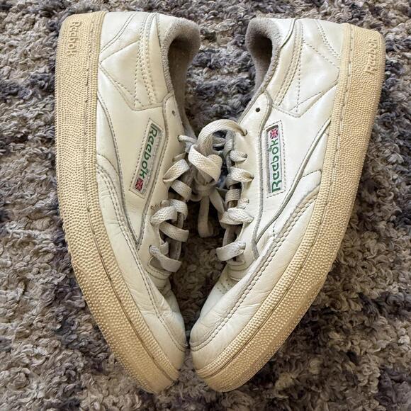 Reebok Club C Vintage Leather Sneakers Cream Green Womens 9 - Picture 2 of 6